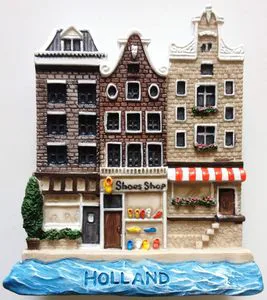 Holland Buildings Netherlands Resin Tourist Souvenir 3D Fridge Magnets Handmade Hand-painted Customized Color & Logo Sculpture