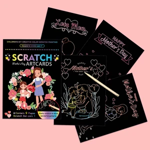 DIY Mother's Day Scratch Art Paper Kit-9 Sheets & Scratch Tool Creative Kids & Adults Craft Gift Family Fun Activity
