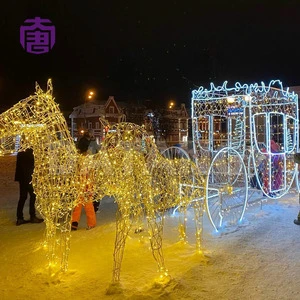 Illuminated Horse Wagon Decoration Light Outdoor Landscape Street Square Event Commercial Lighting Display