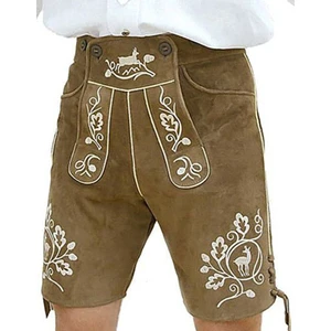 Antique embroidered Bavarian shorts German festival costumes in suede leather