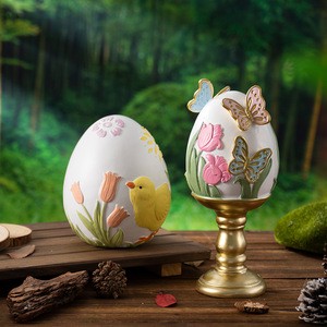 Cross-Border Eco-Friendly Easter Eggs Resin Crafts Ornaments Festive Home Living Room Desktop Decor New Party Decoration Sets