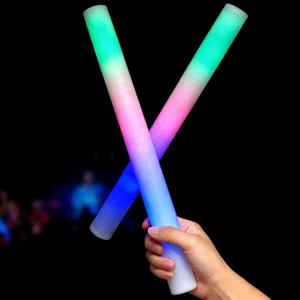 Foam Glow Sticks 3 Modes Colorful LED Flashing Rechargeable Durable Party Supplies for Wedding Raves Concert Back to School