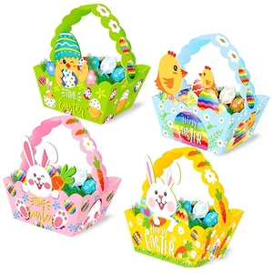 4Pcs Easter Baskets Colorful Animal Bunny Gift Box Candy Chocolate Hand Basket