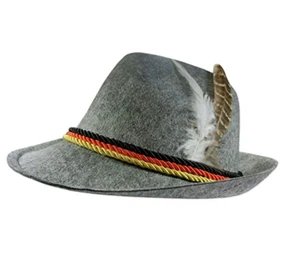 German Alpine Bavarian Oktoberfest Costume Hat with Feather