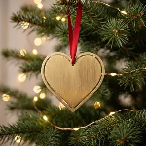 Wholesale Christmas Tree Ornaments Custom Laser Cut Metal Stainless Steel Brushed Color Printed Xmas Decorations