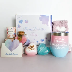 Luxury Pink Blue Gradient Gift Set Includes Eggshell Cups Socks and Exquisite Bath Products for Valentine Gift for Mom/ladies