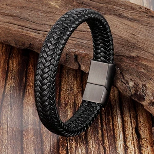 European And American Bracelet Explosive Black Woven Leather Fashion Men'omen's