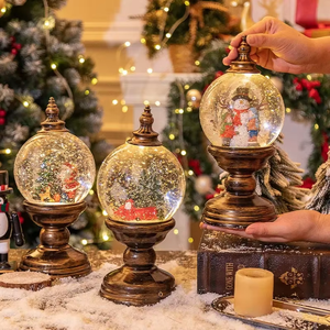 Popular Design Christmas Decorations Night Light Supplies Holiday Lantern Crystal Snow Globe Decorative Lighting
