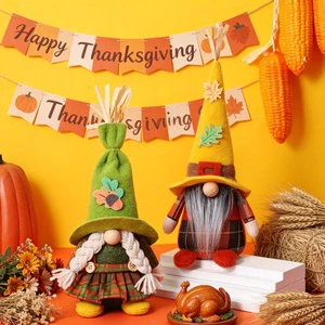 New Harvest Festival Thanksgiving Child Polyester Gnome Figurines Maple Leaf Rudolph Faceless Old Man Dolls