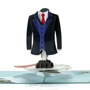 Wholesale 3D Suit Greeting Cards Gift for Dad and Teachers on Father's Day Includes Note and Envelope