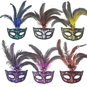 Cross Border Halloween Ball Party Festival Performance Venice Plated Lace Feather Mask