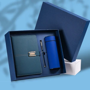 Wholesale Promotional Luxury Gifts Pu Notebook Gift Set Business Office Magnetic Diary A5 Journal With Pen And Thermos Box Set
