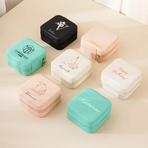 Customizable Premium PU Leather Jewelry Box Square Shape For Delicate Accessories Gift For Bridesmaids Wedding Party Favors