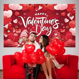 Happy Valentine's Day Banner, Heart Valentines Day Banner Backdrop Decorations for Valentines Day Party Supplies