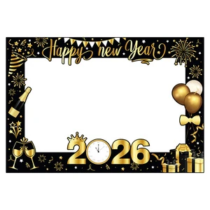 Hot Sale 2026 New Year Decoration Adult Children Paper Photo Frame Photo Prop Party Supplies Holiday Funny Accessories NYE Gift