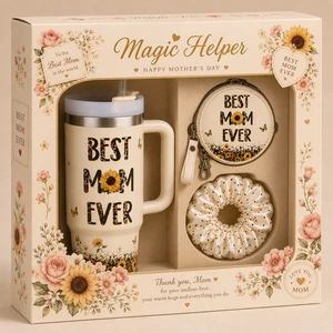 Custom Mothers Day Gift Box With Tumbler Wallet Hair Scrunchie Stainless Steel Cup Gift Set