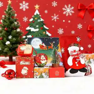 Fancy Eco-friendly Digital Printed Energetic Youthful Cross-Border Lighted Santa Claus Snowman Crystal Ball Paper Gift Set