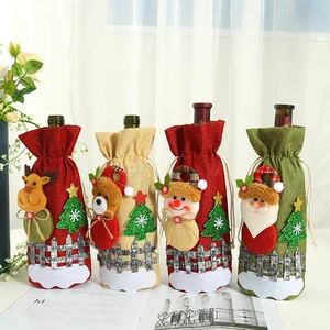 2026 Christmas Decoration Cute Old Man Snowman Fence Tote Bag Candy Gift Drawstring Pocket Kids Holiday Gift Reusable Factory