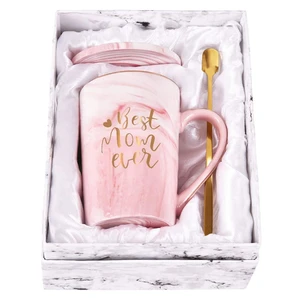 Mother Day Gifts 2021 New Arrivals Wholesale Custom logo Luxury pink Ceramic Mothers Day Mugs with Lid Mugs for Mother Gift
