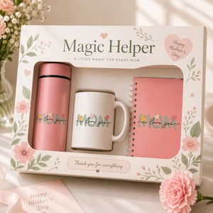 Custom Mothers Day Promotion Gift Set with Stainless Steel Tumbler Ceramic Mug Notebook Gift Box for Women
