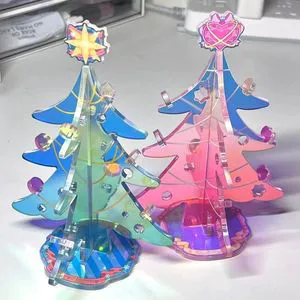 New Acrylic Holographic Christmas Tree Ornaments for Window Decoration, Creative Christmas Home Gift Set