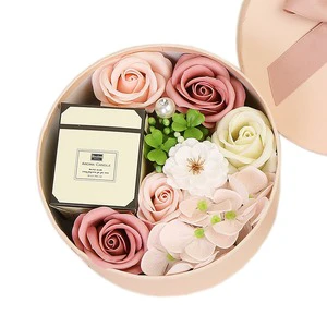 Innovative Valentine's Day Gift, Scented Soap Flower Small Round Box Gift for Your Girlfriend, Wedding Souvenir Set
