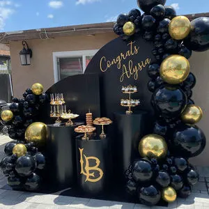 Adult Birthday Graduates Ceremony Decorations Class Graduated Events 100pcs Black Gold Graduation Latex Balloons Garland