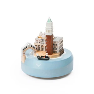 Venice City Carousel Hard Maple Hand Cranked Music Box