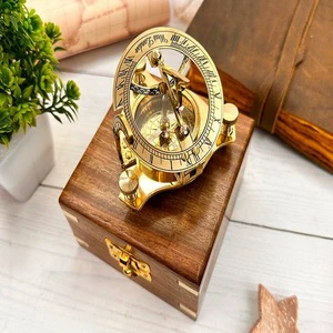 Vintage Brass Gold Sundial Compass 2.5 Inch Home Decoration Gift-Customizable by Calvin Handicrafts