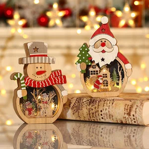 New Decorations LED Light Santa Claus Wooden Decoration Hotel Window Display Gifts Christmas Products