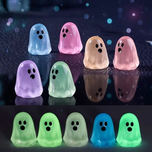 3D New Halloween Glowing Ghost Monster Garden Decor Miniature Statue Luminous Mini Resin Ghost Doll Ornaments