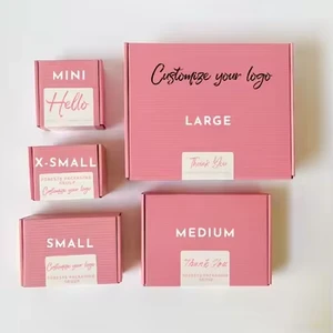 Free Sample Custom Logo Pink Color Cosmetic Kraft Corrugated Paper Boxes Portable Eco-Friendly Elegant Shipping Mailer Box