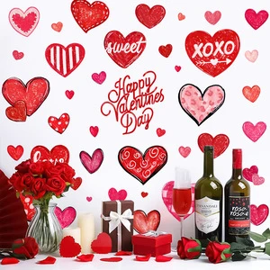 Glossy Self-adhesive PVC Heart-shaped Sticker Valentine's Day Promotional Decoration 6-piece Set