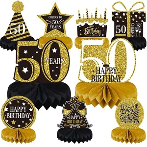 50 Years Birthday Honeycomb Home Centerpiece Decoration for Men and Women for Party Supplies