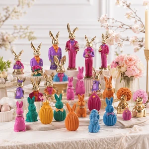 Custom Easter Bunny Decoration Gold Rabbit Figurine Polyresin Tabletop Ornament Gold Easter Bunny Figurine Resin Rabbit Statue