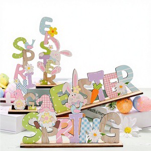 New Creative for Easter Rabbit & Egg Desktop Ornament Home Colorful Egg Decorative Craft