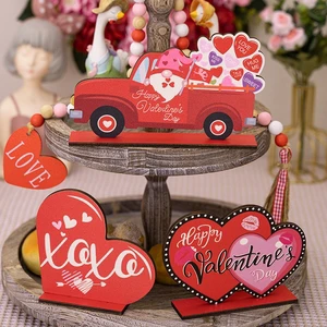 Factory Wholesale Valentine's Day Letter Signs Wooden Craft Desktop Holidays Wedding Parties Heart-Shaped Decor Ornaments