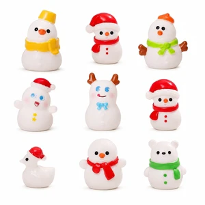 Wholesale Resin Christmas Ornaments Mini Snowman Figurines for Dollhouse Miniatures DIY Crafts Holiday Village and Home Decor