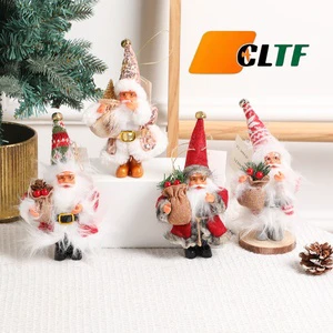 Mini Plush Santa Claus Doll Christmas Tree Hanging Ornament Traditional Xmas Fabric Pendant for Holiday Party Home Decoration