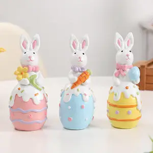 Creative Resin Easter Egg Bunny Hand-painted Love Theme Indoor Outdoor Home Decoration Party Gift