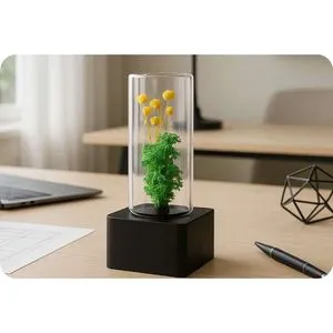 Decorative Forest Cube Green Ceramic Cylinder Preserved Moss Flowers MDF Base New Year Lightweight Evergreen Artificial Greenery