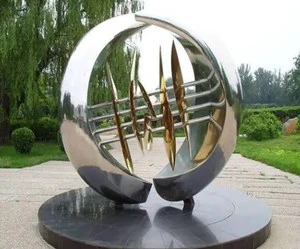 Customized Modern Art Metal Crafts Polished Outdoor Park Decoration Statue Garden Sets Stainless Steel Sculpture for Sale