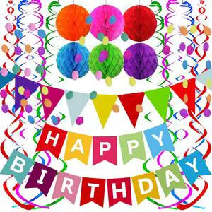 Rainbow Colorful Kids Birthday Party Decoration Set Party Supplier for Birthday Baby Shower Party Decoration