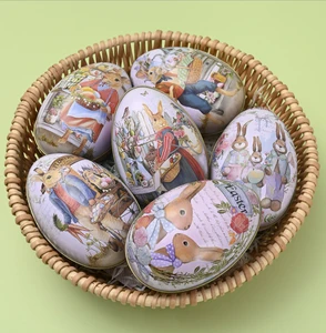 Modern Easter Tinplate Iron Decorative Supplies Egg Color Rabbit Candy Eggshell Gifts