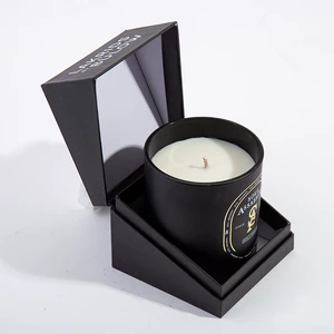 AIKUN Custom Logo Private Label Plant Essential Oil Large Natural Soy Wax Scented Candles With Matte Black Glass Jars With Box