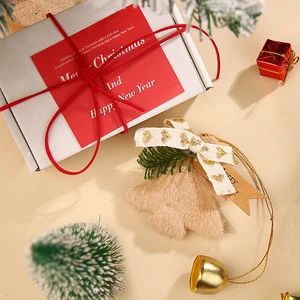 White Red Green Christmas Tree Hanging Decoration Felt Reindeer Car Rearview Mirror Couple Gift Bell Knitted Hat Pentagram