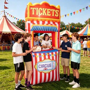 Circus Ticket Inflatable Booth Carnival Entrance Arch Inflatable Decoration for Event Party Festival Carnival Game Rental