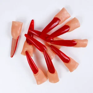 Halloween Party Supplies Bulk Halloween Nails Set Custom Witch Claws Zombie Fingers Ghost Props Black Red Colors