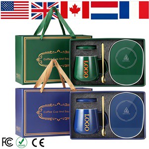 Promotional Business Gifts 55C Warm-Keeping Thermos Set Heated Ceramic Mug Handy Gift Cup Microwave Safe Modern Minimalist