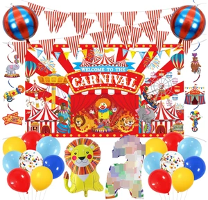 Carnival Circus Theme Party Hanging Pennant Banners Poster Streamers Foil Balloons Toy Gift Helium Latex Confetti Balloons Decor